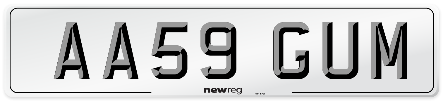 AA59 GUM Number Plate from New Reg